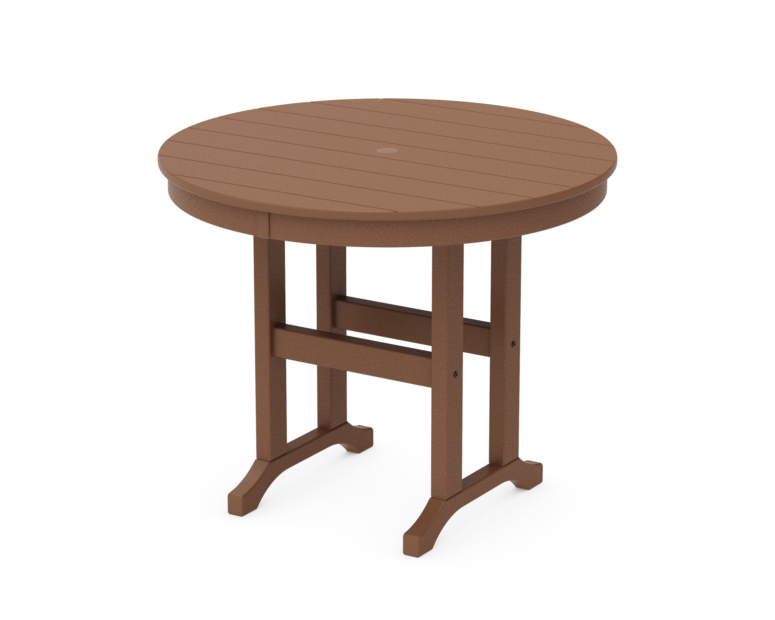 POLYWOOD® 36" Round Farmhouse Dining Table in Teak