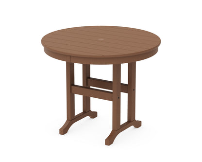POLYWOOD® 36" Round Farmhouse Dining Table in Teak