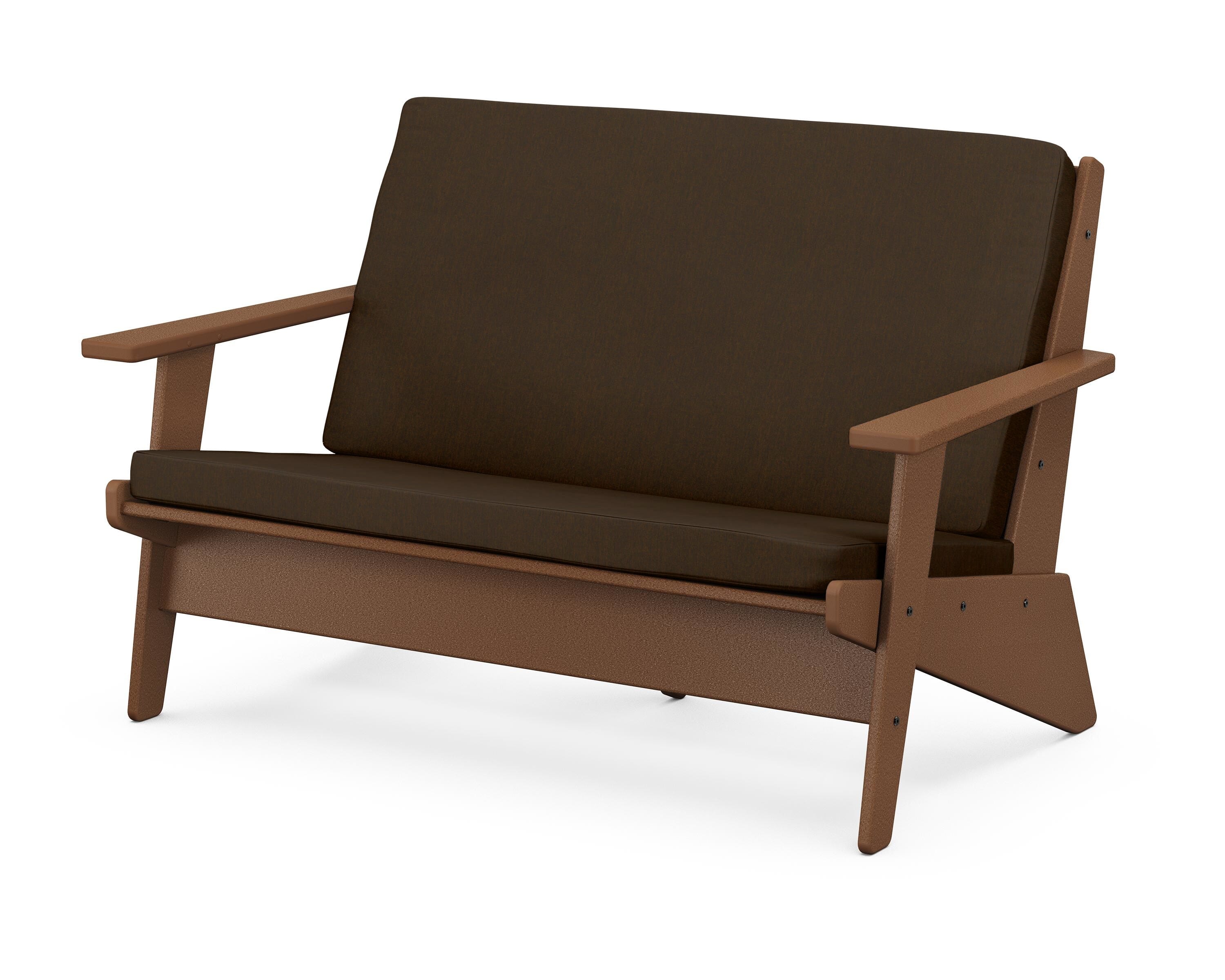 POLYWOOD® Riviera Modern Lounge Loveseat in Teak / Canvas Java