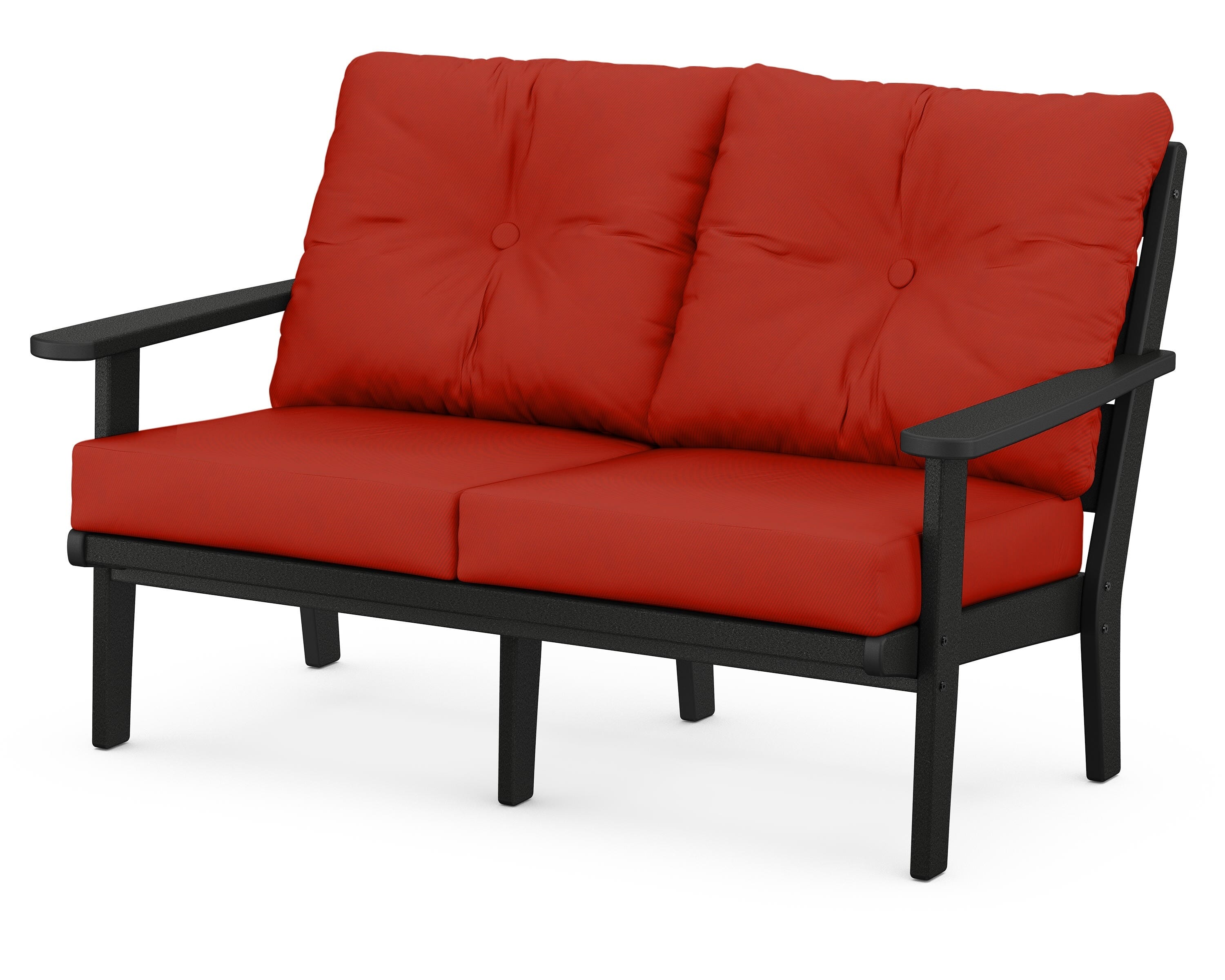POLYWOOD® Lakeside Deep Seating Loveseat in Black / Canvas Jockey Red