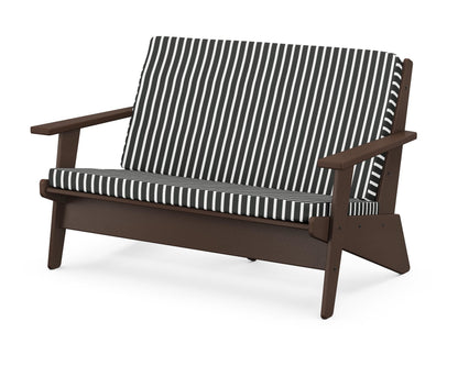 POLYWOOD® Riviera Modern Lounge Loveseat in Mahogany / Shore Classic