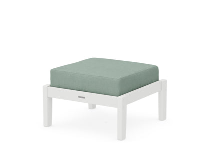 Martha Stewart by POLYWOOD® Chinoiserie Deep Seating Ottoman in White / Glacier Spa