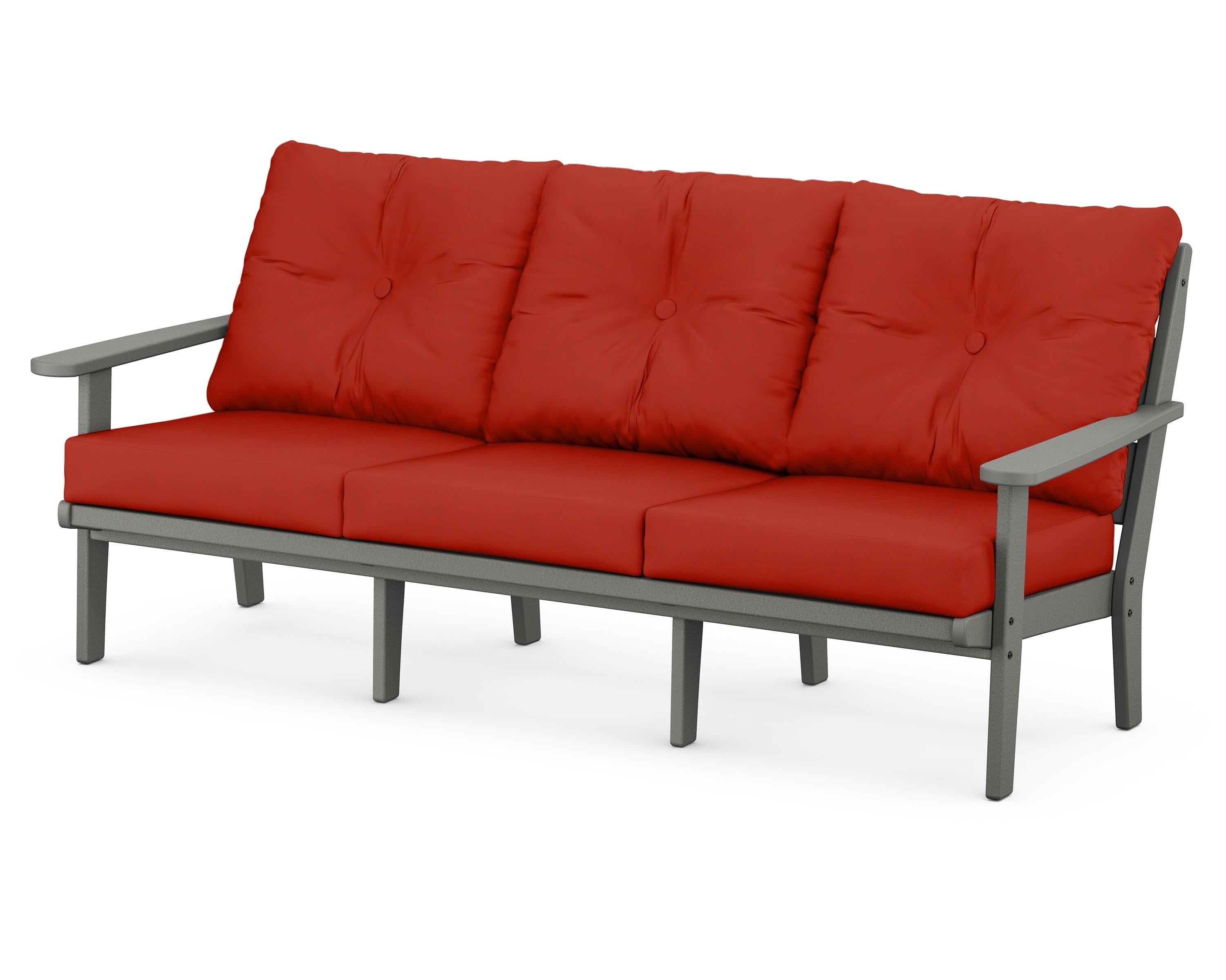 POLYWOOD® Lakeside Deep Seating Sofa in Slate Grey / Canvas Jockey Red