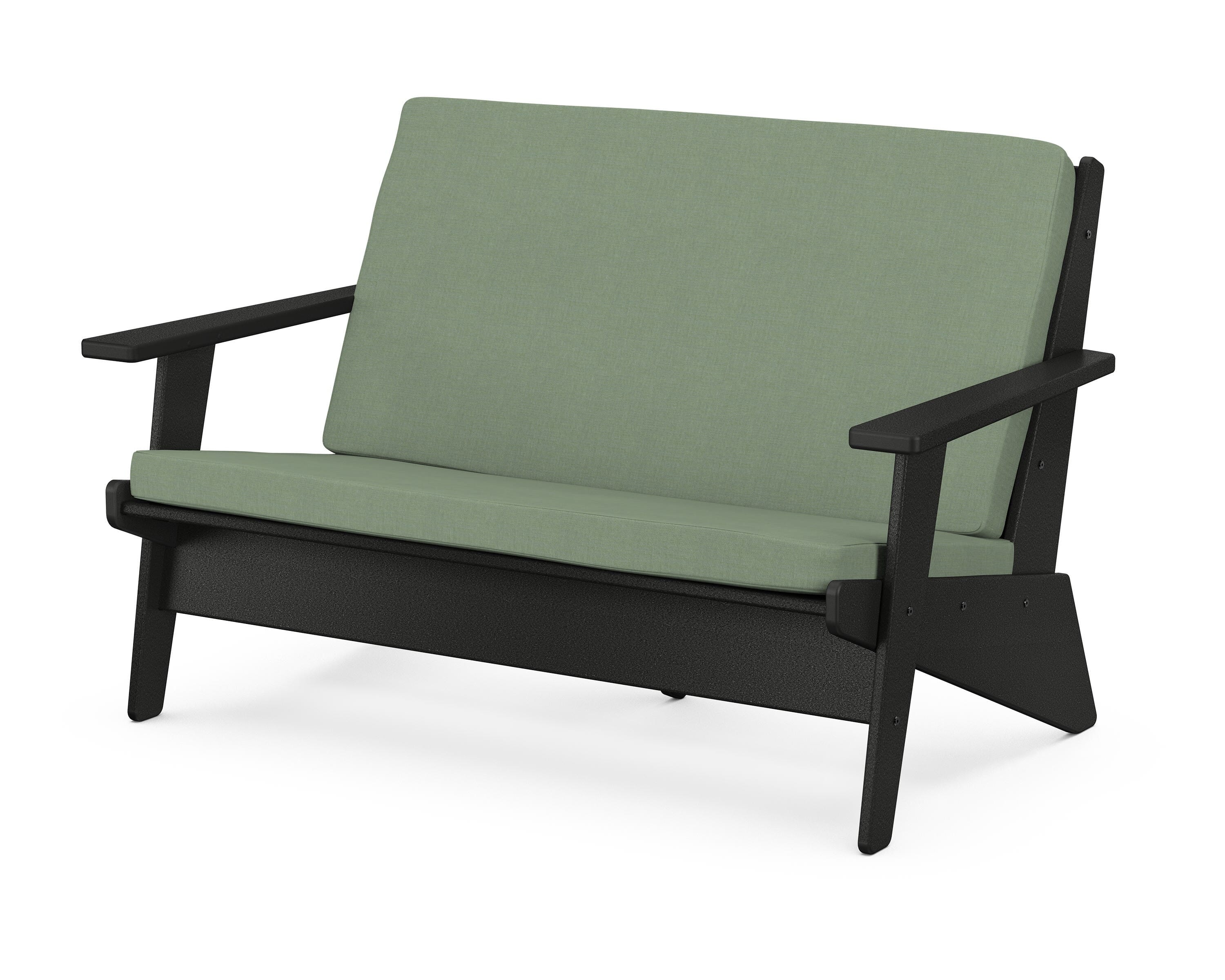 POLYWOOD® Riviera Modern Lounge Loveseat in Black / Exhale Rainwashed
