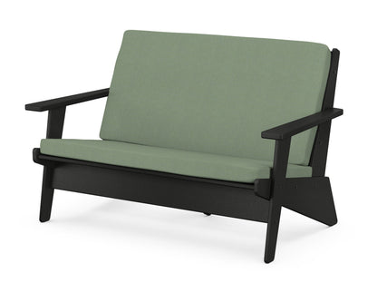 POLYWOOD® Riviera Modern Lounge Loveseat in Black / Exhale Rainwashed