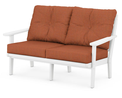 POLYWOOD® Lakeside Deep Seating Loveseat in White / Play Adobe