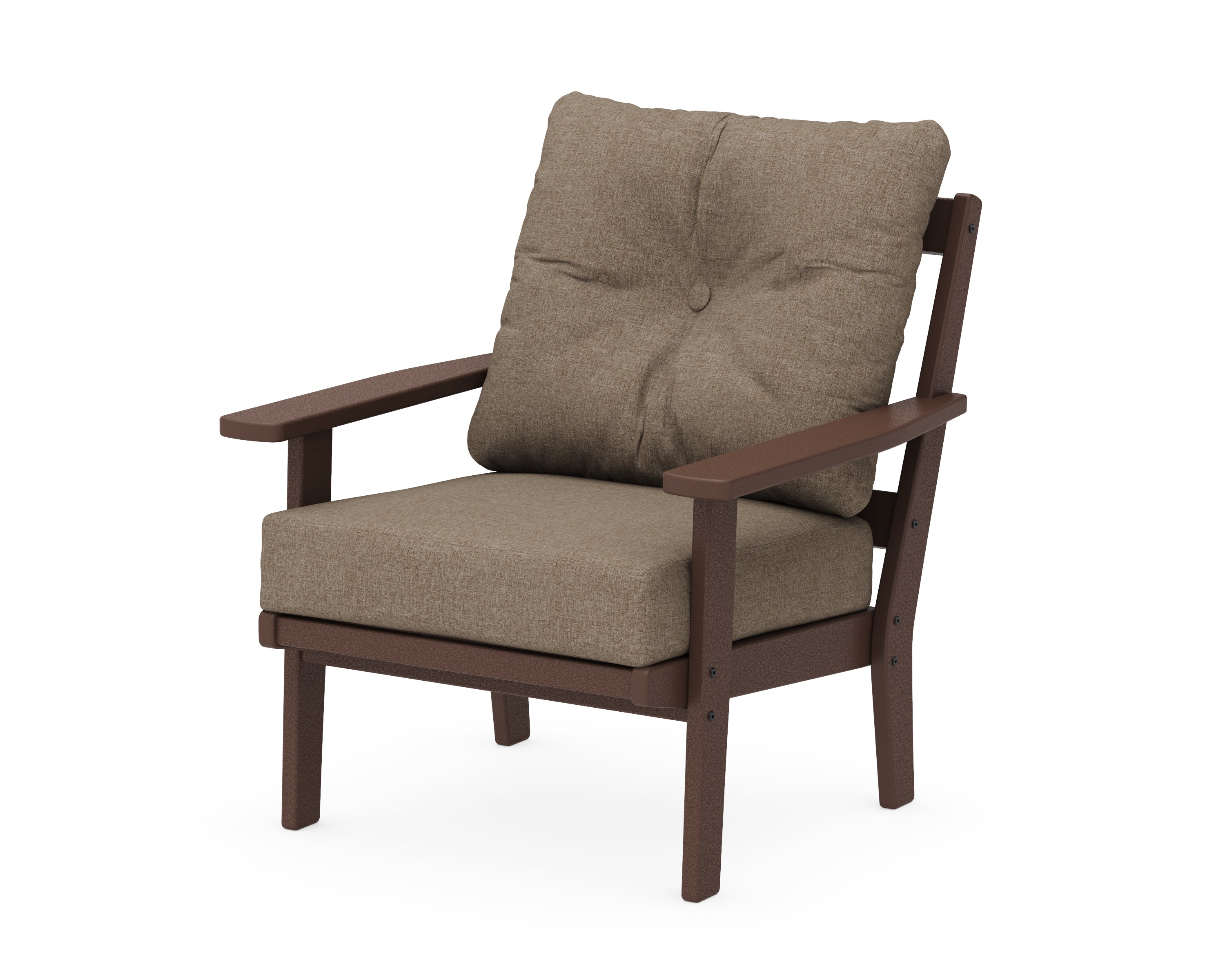 POLYWOOD® Oxford Deep Seating Chair in Mahogany / Spiced Burlap
