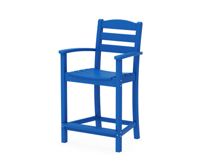 POLYWOOD® La Casa Café Counter Arm Chair in Pacific Blue