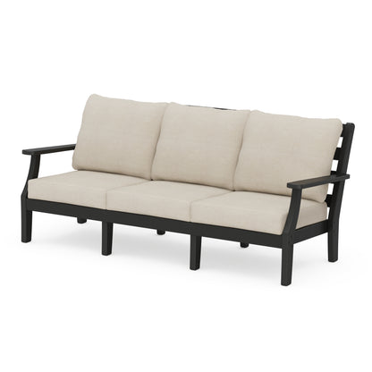 POLYWOOD® Chesapeake Deep Seating Sofa in Black / Blend Linen