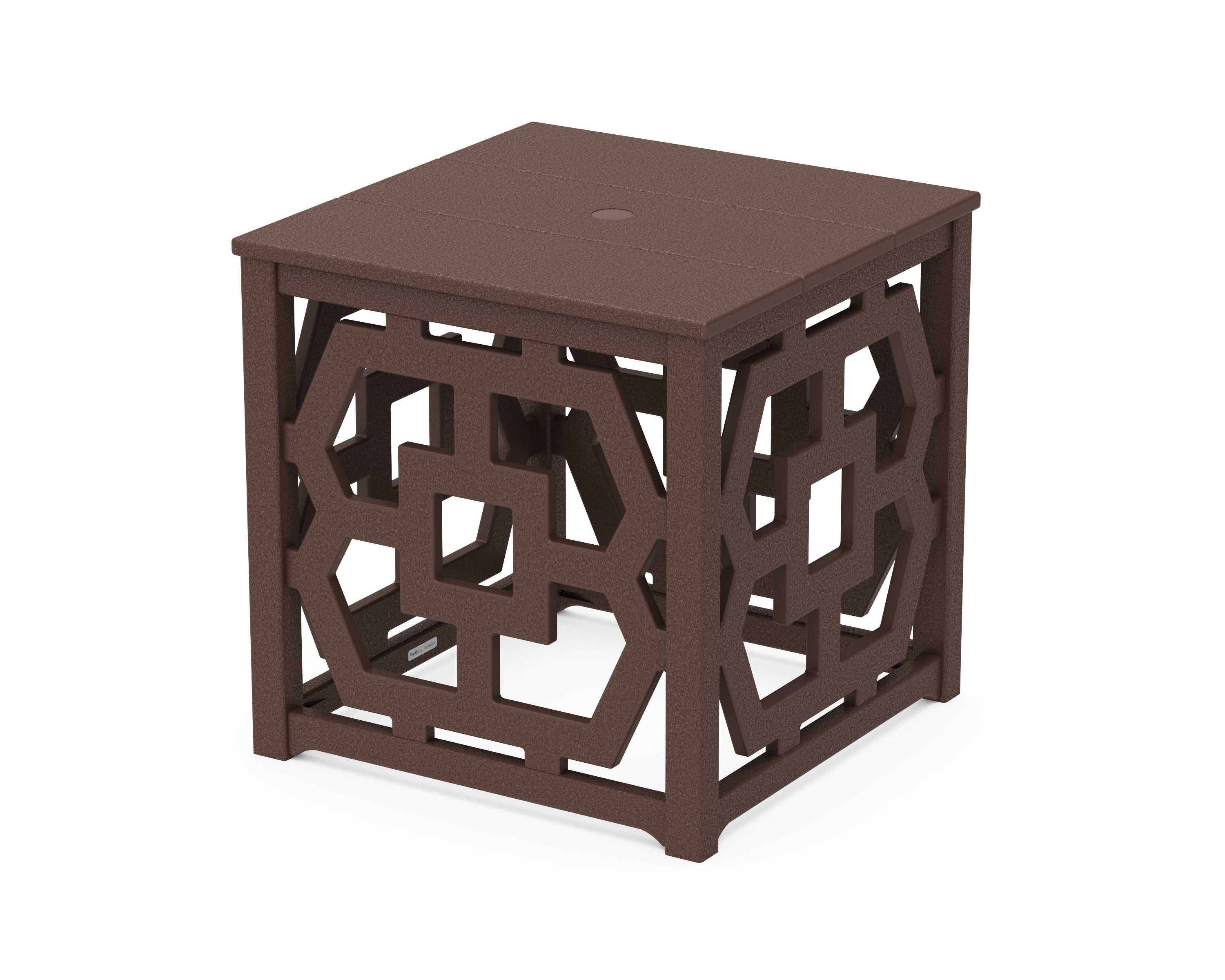 Martha Stewart by POLYWOOD® Chinoiserie Umbrella Stand Accent Table in Mahogany