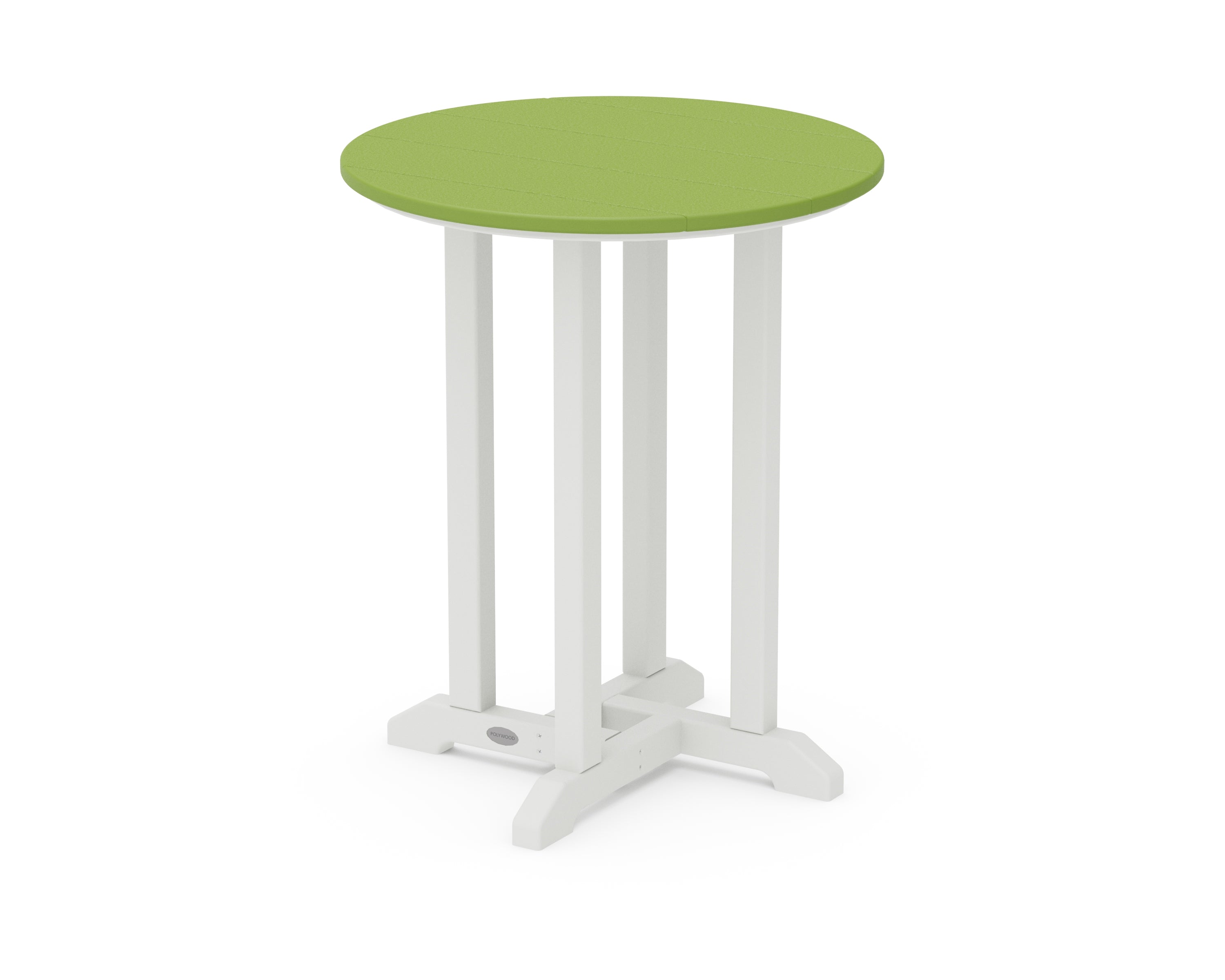 POLYWOOD® Contempo 24" Round Dining Table in White / Lime