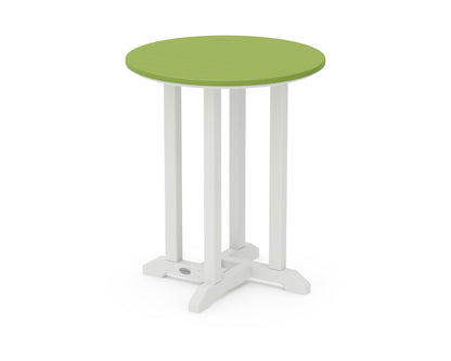 POLYWOOD® Contempo 24" Round Dining Table in White / Lime