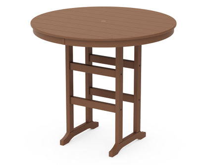 POLYWOOD® 48" Round Farmhouse Bar Table in Teak