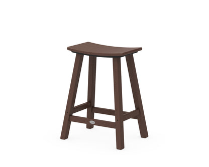 POLYWOOD® Traditional 24" Saddle Counter Stool in Mahogany