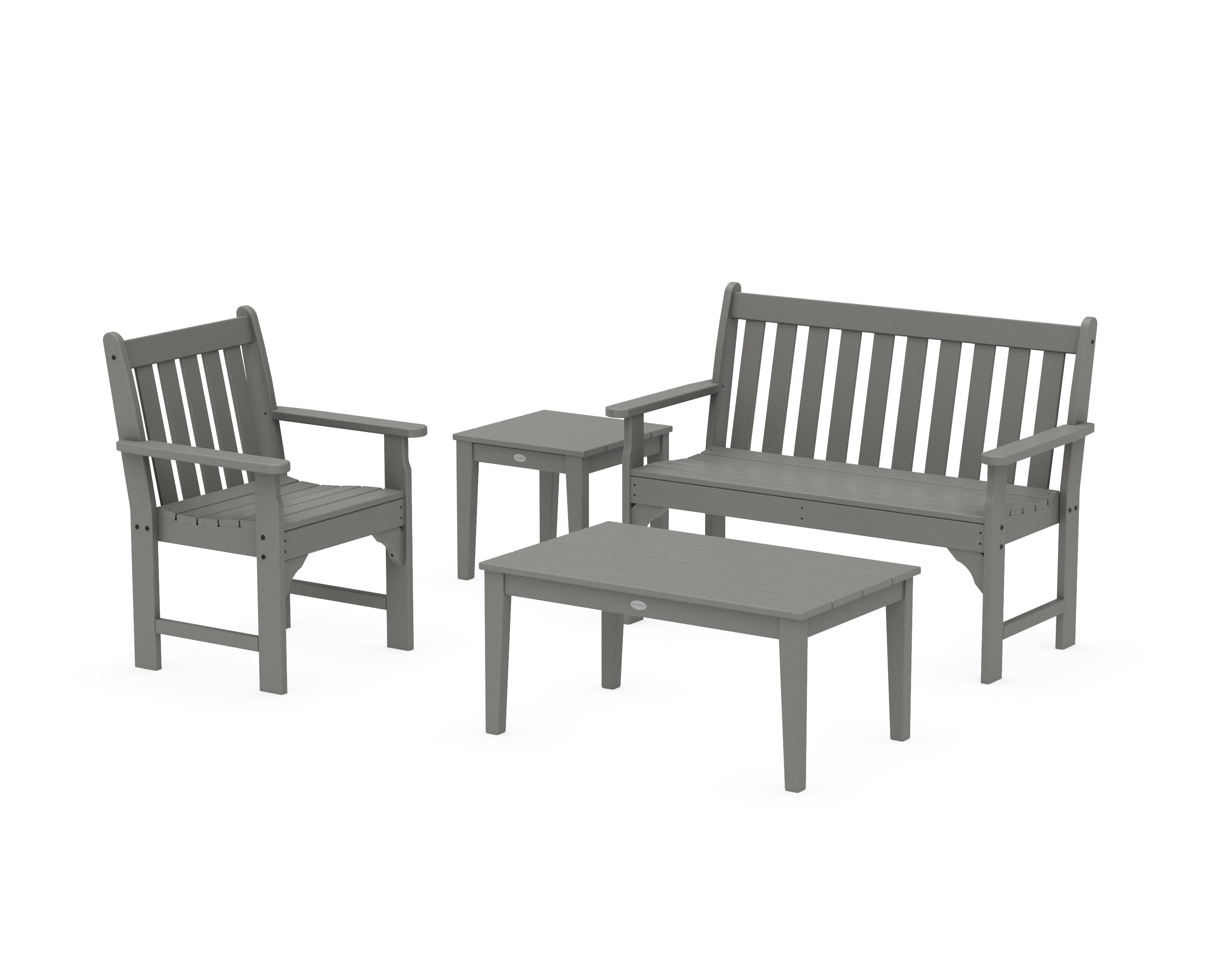 POLYWOOD® Vineyard 4-Piece Bench Seating Set in Slate Grey
