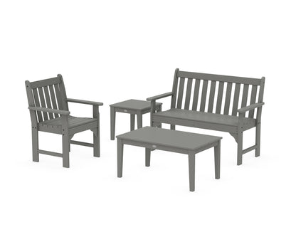 POLYWOOD® Vineyard 4-Piece Bench Seating Set in Slate Grey