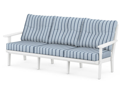 POLYWOOD® Lakeside Deep Seating Sofa in White / Unwind Sky