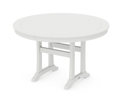 POLYWOOD® Nautical Trestle 48" Round Dining Table in White