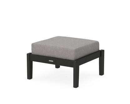 Martha Stewart by POLYWOOD® Chinoiserie Deep Seating Ottoman in Black / Grey Mist