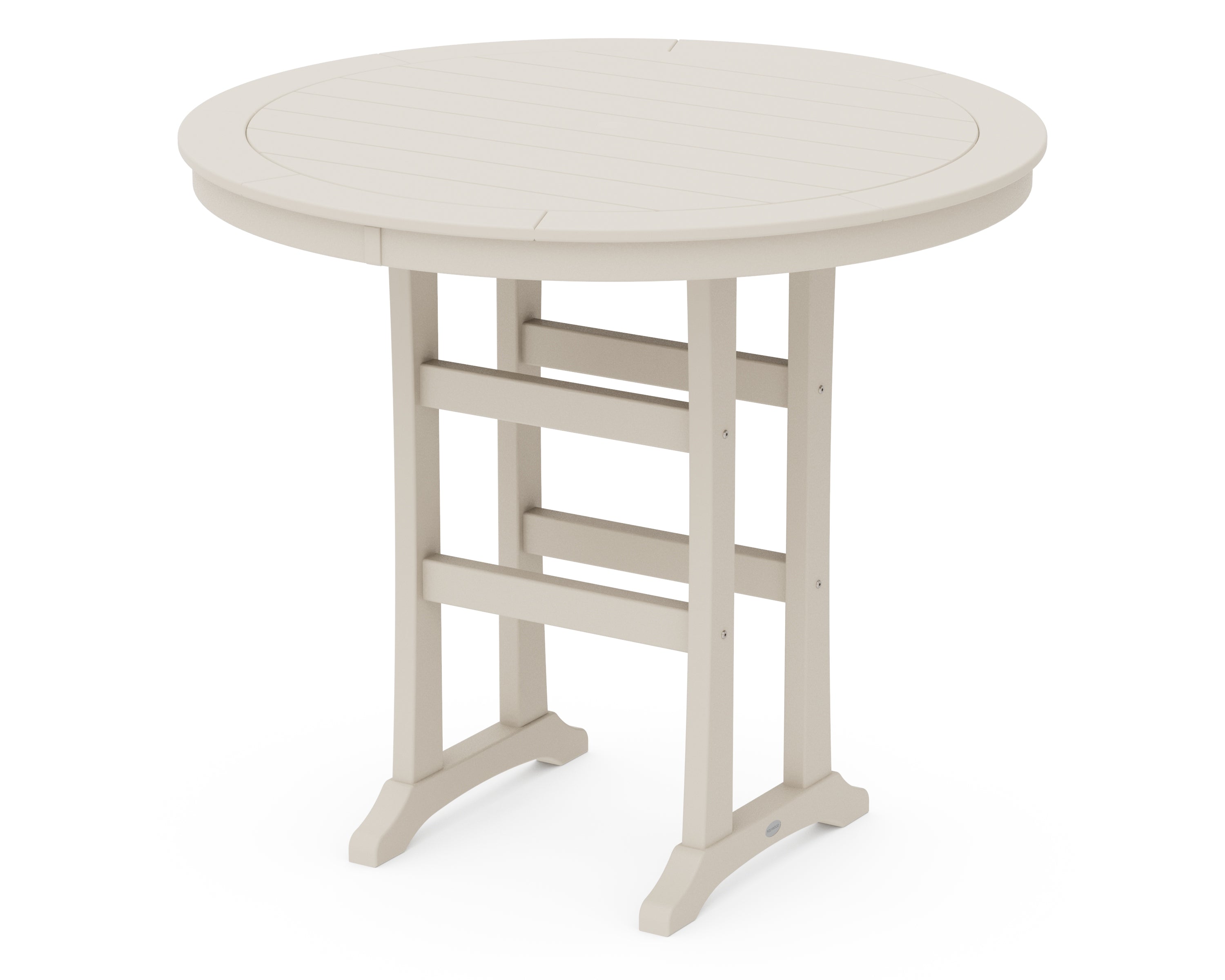 POLYWOOD® Nautical Trestle 48" Round Bar Table in Sand