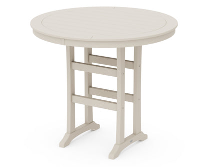 POLYWOOD® Nautical Trestle 48" Round Bar Table in Sand