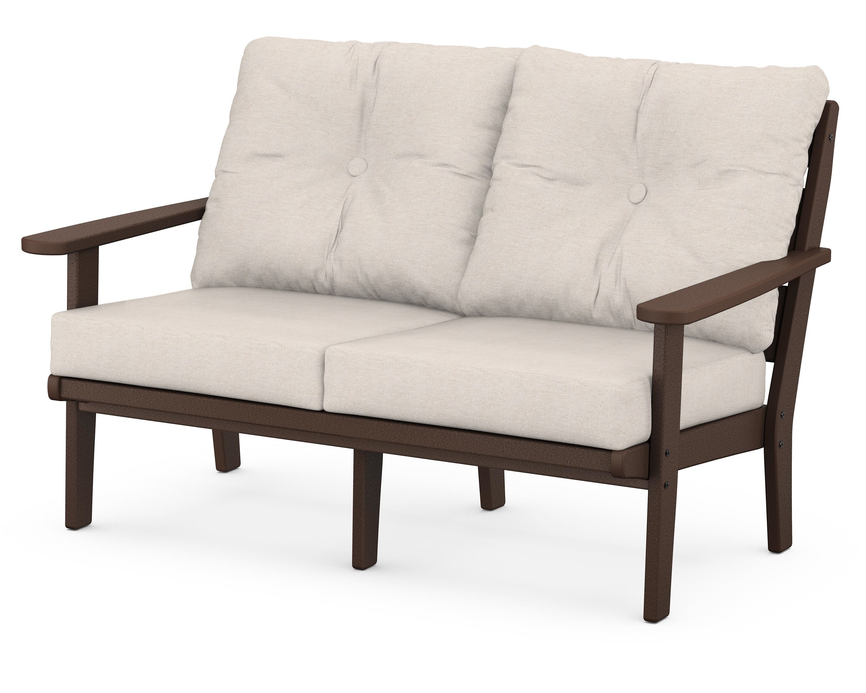 POLYWOOD® Lakeside Deep Seating Loveseat in Mahogany / Nuance Cloud