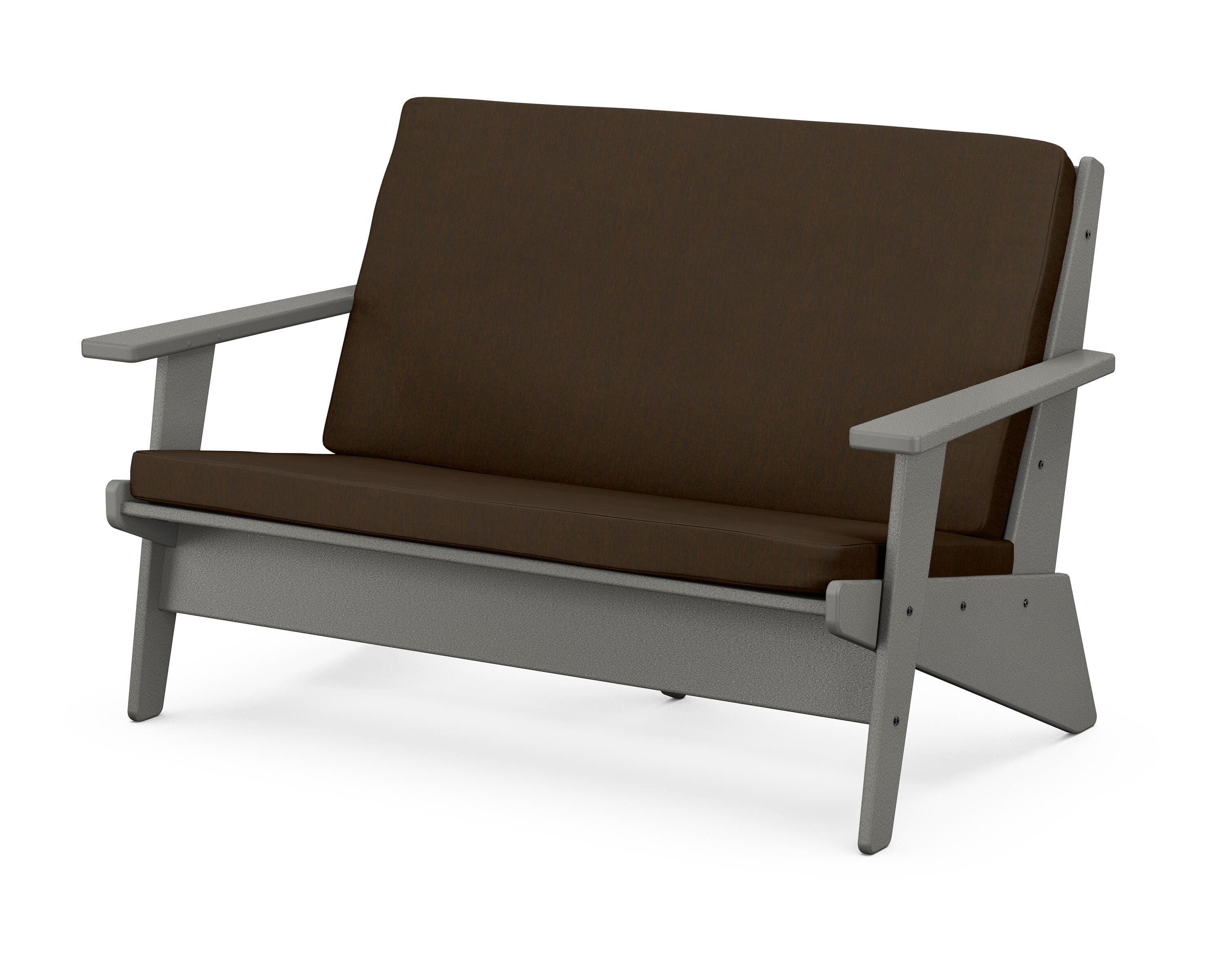 POLYWOOD® Riviera Modern Lounge Loveseat in Slate Grey / Canvas Java