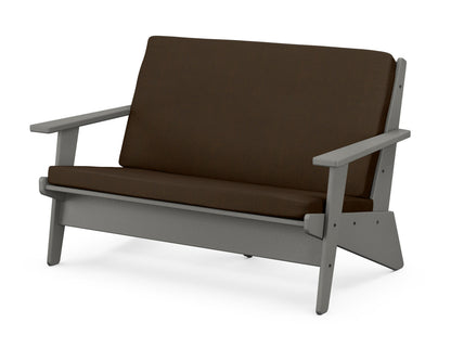 POLYWOOD® Riviera Modern Lounge Loveseat in Slate Grey / Canvas Java