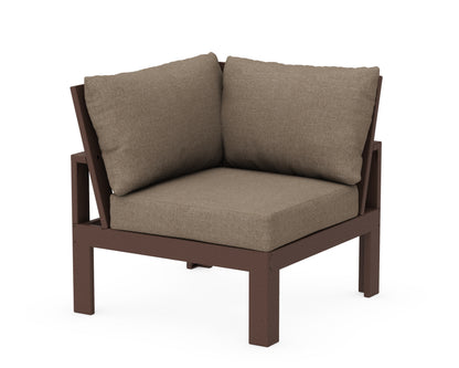 Unbranded Modular Corner Chair in Mahogany / Spiced Burlap