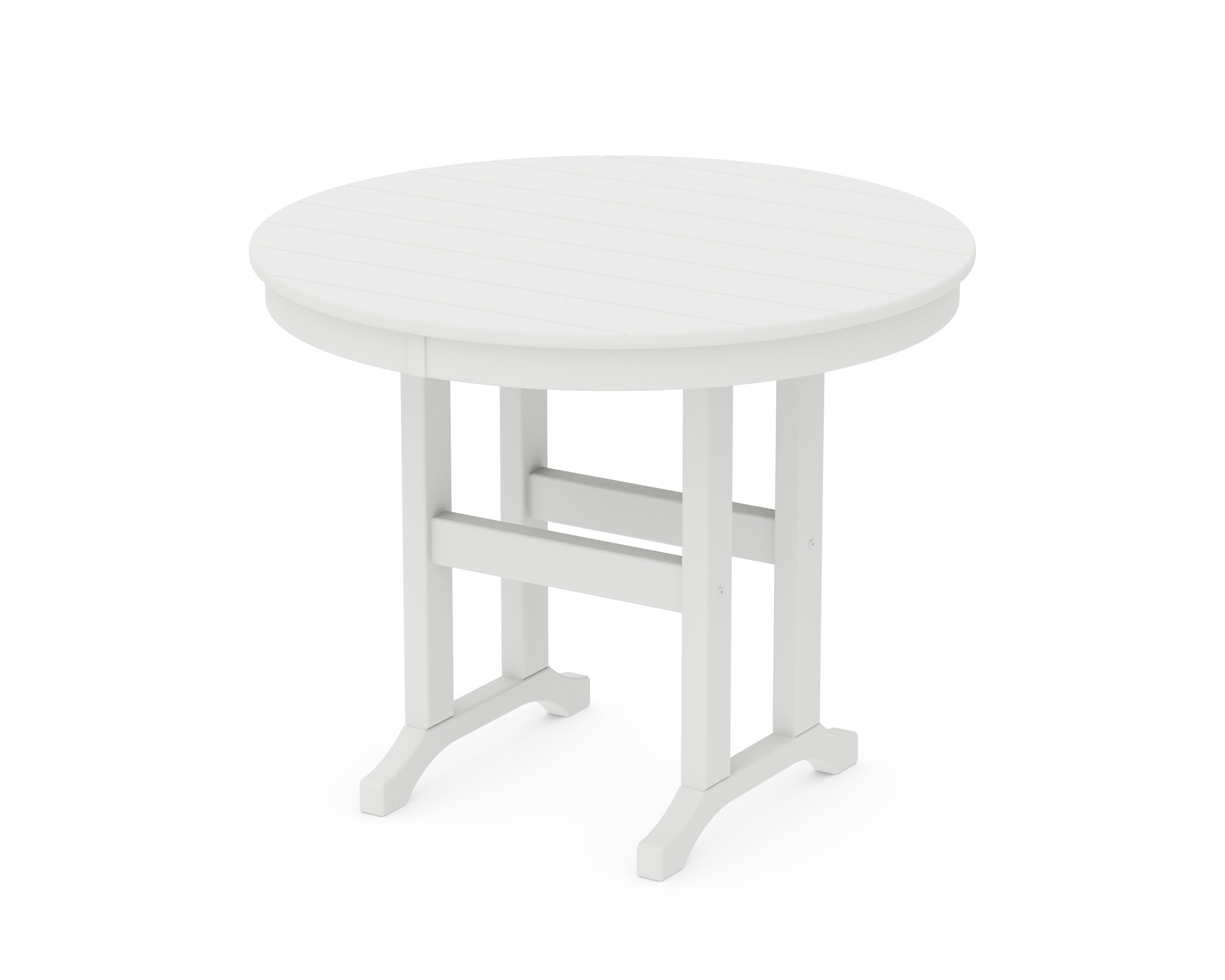 POLYWOOD® 36" Round Farmhouse Dining Table in White