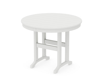 POLYWOOD® 36" Round Farmhouse Dining Table in White