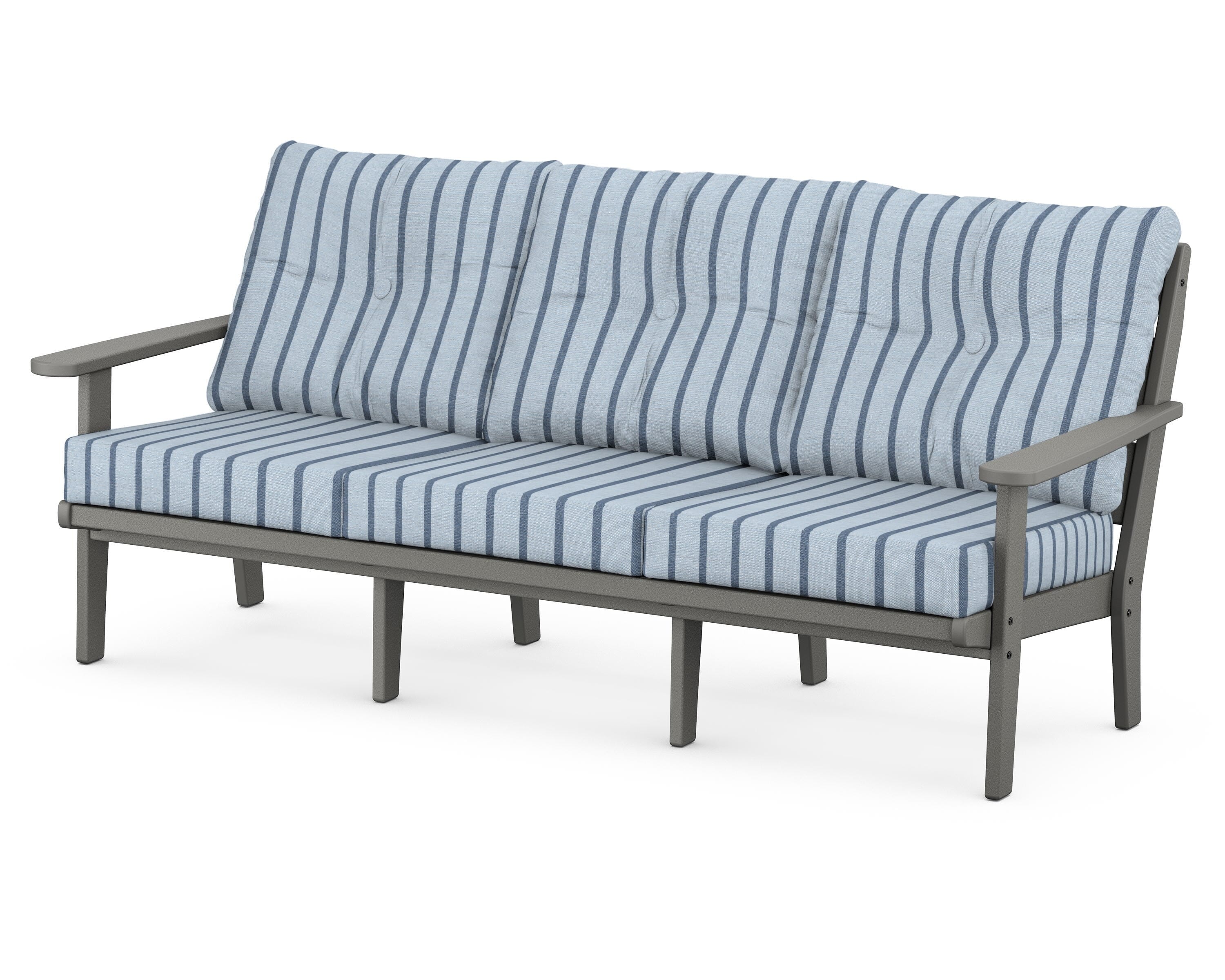 POLYWOOD® Lakeside Deep Seating Sofa in Slate Grey / Unwind Sky
