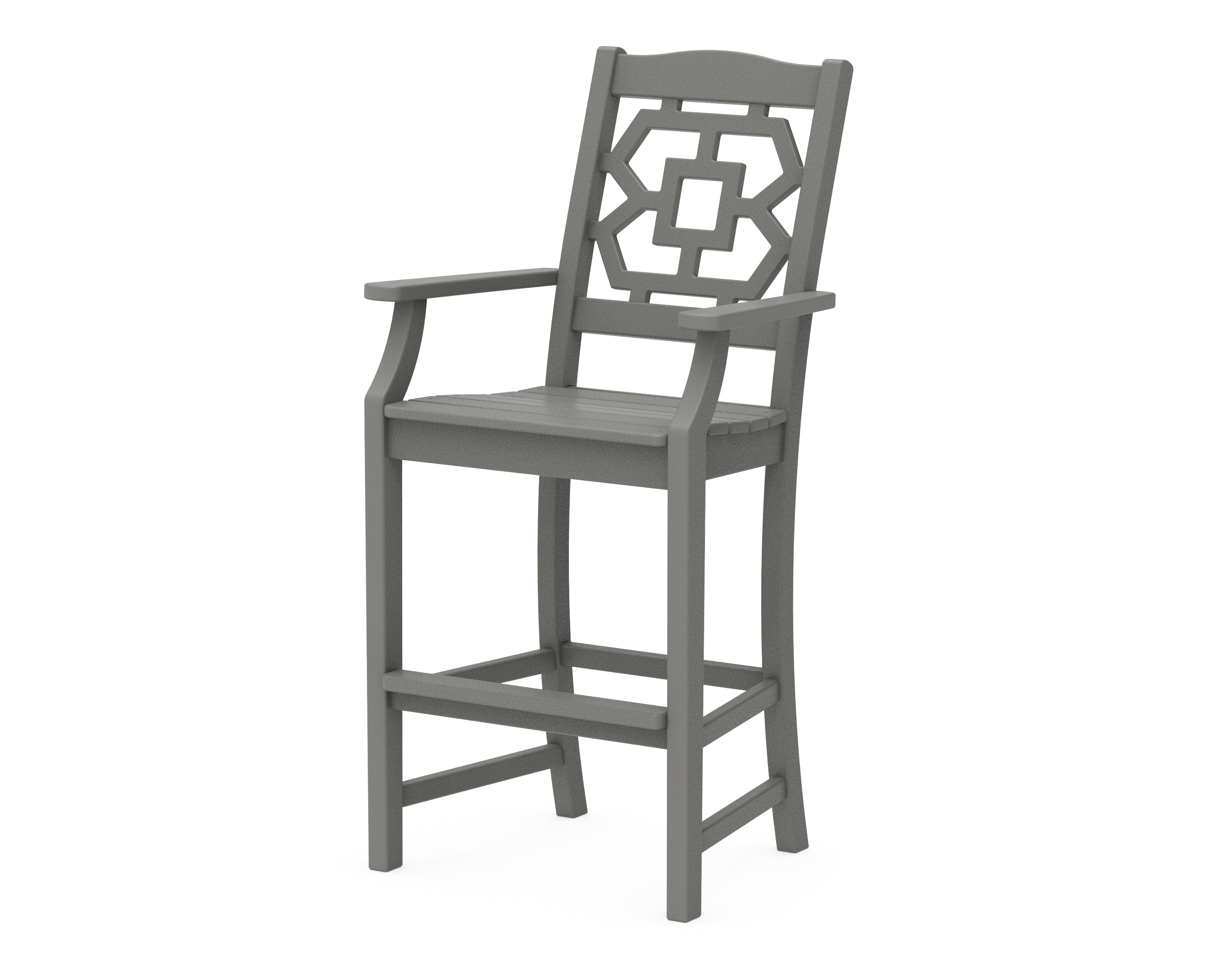 Martha Stewart by POLYWOOD® Chinoiserie Bar Arm Chair in Slate Grey