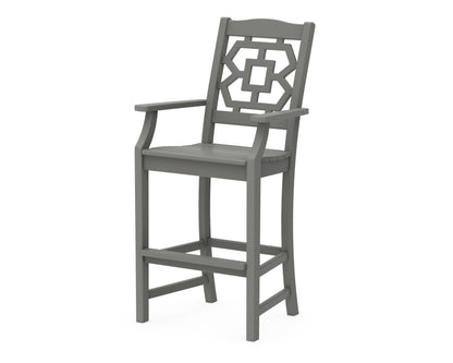 Martha Stewart by POLYWOOD® Chinoiserie Bar Arm Chair in Slate Grey