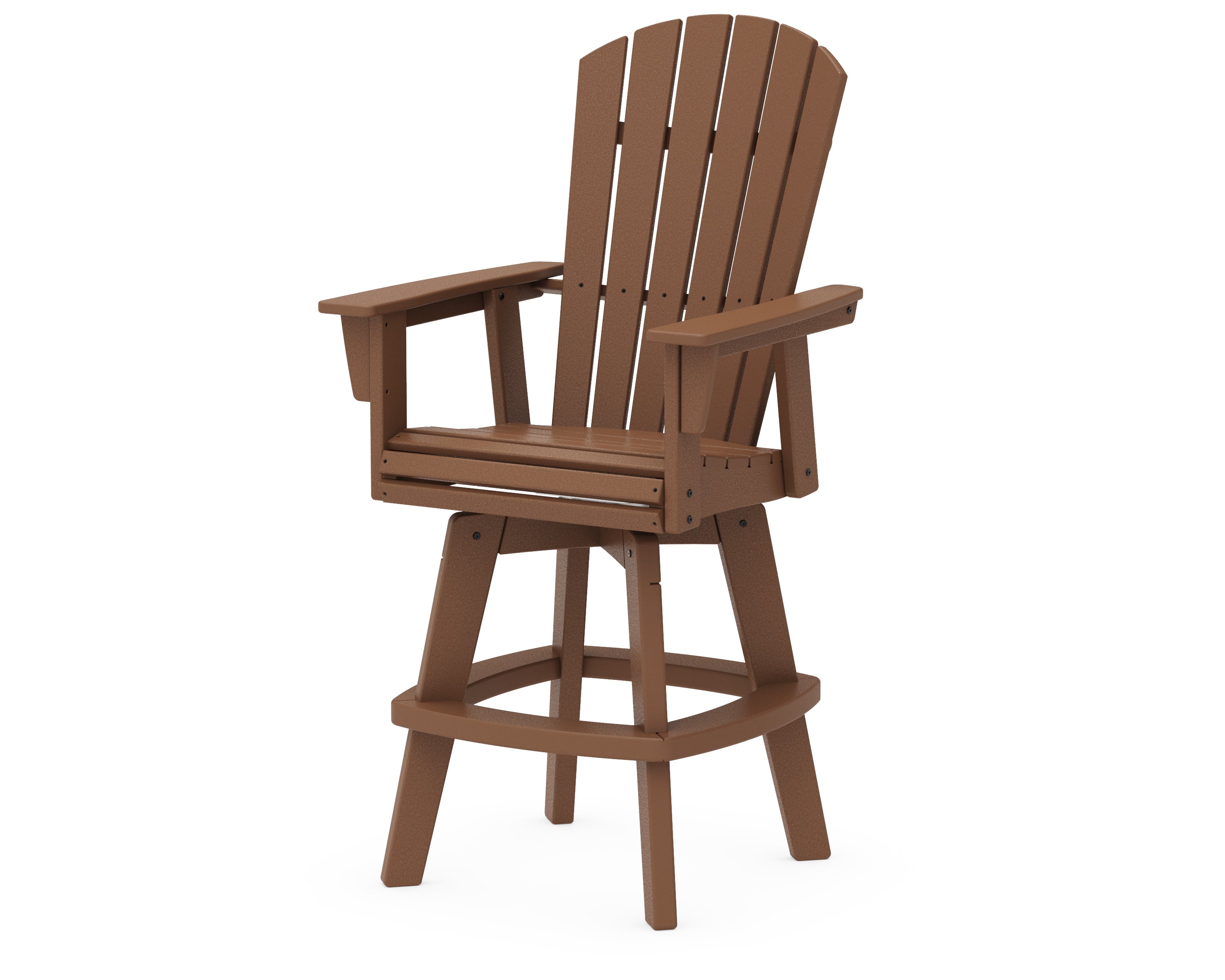 POLYWOOD® Nautical Curveback Adirondack Swivel Bar Chair in Teak