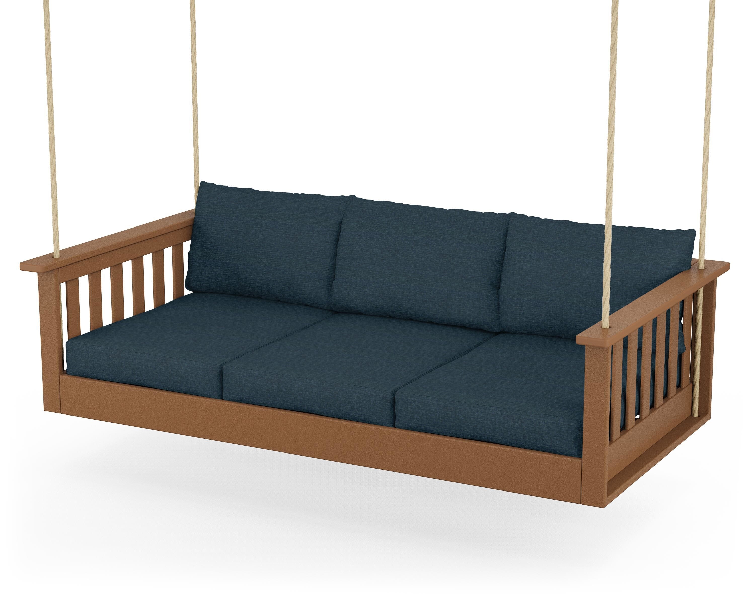 POLYWOOD® Vineyard Daybed Swing in Teak / Platform Indigo