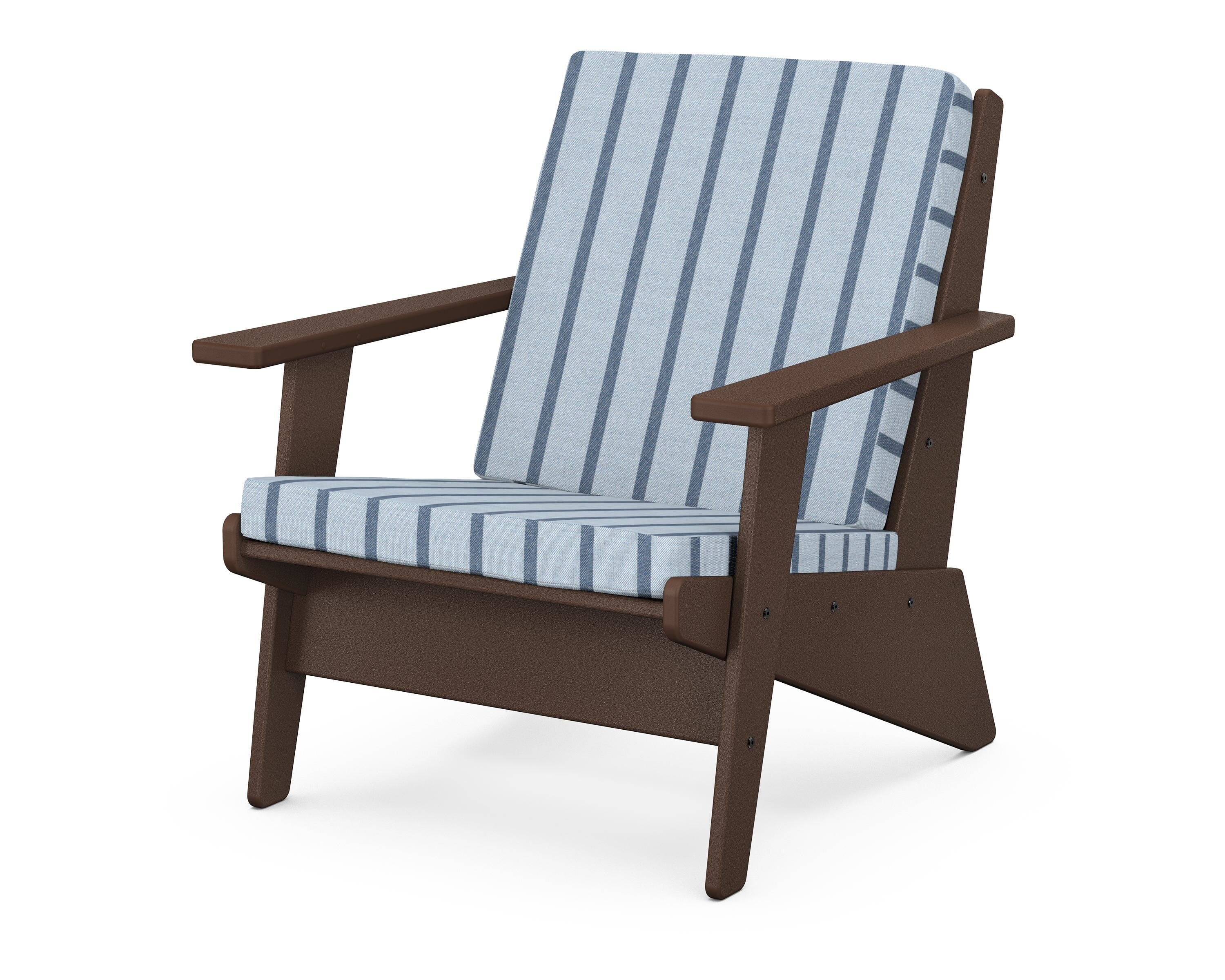 POLYWOOD® Riviera Modern Lounge Chair in Mahogany / Unwind Sky