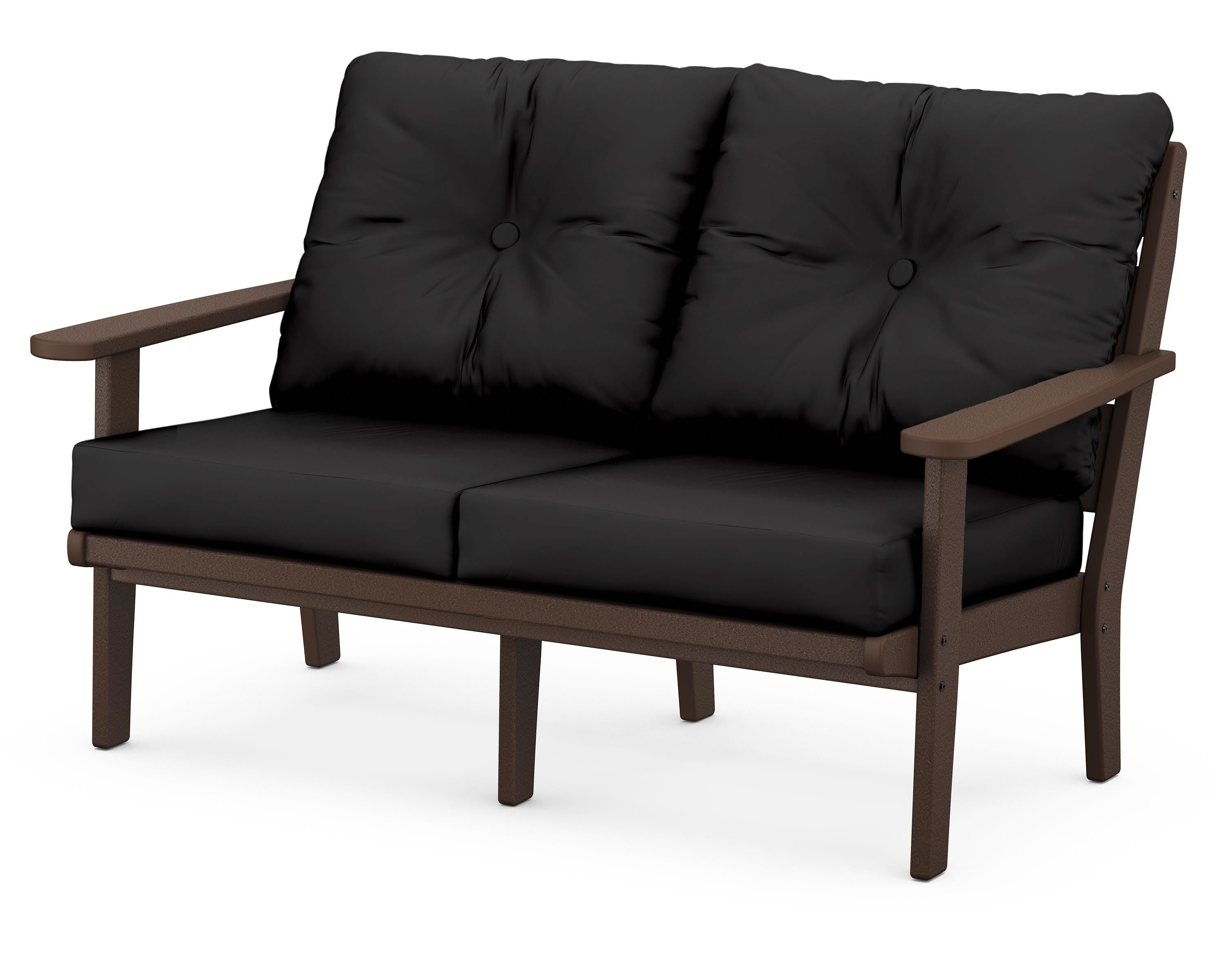POLYWOOD® Lakeside Deep Seating Loveseat in Mahogany / Canvas Black