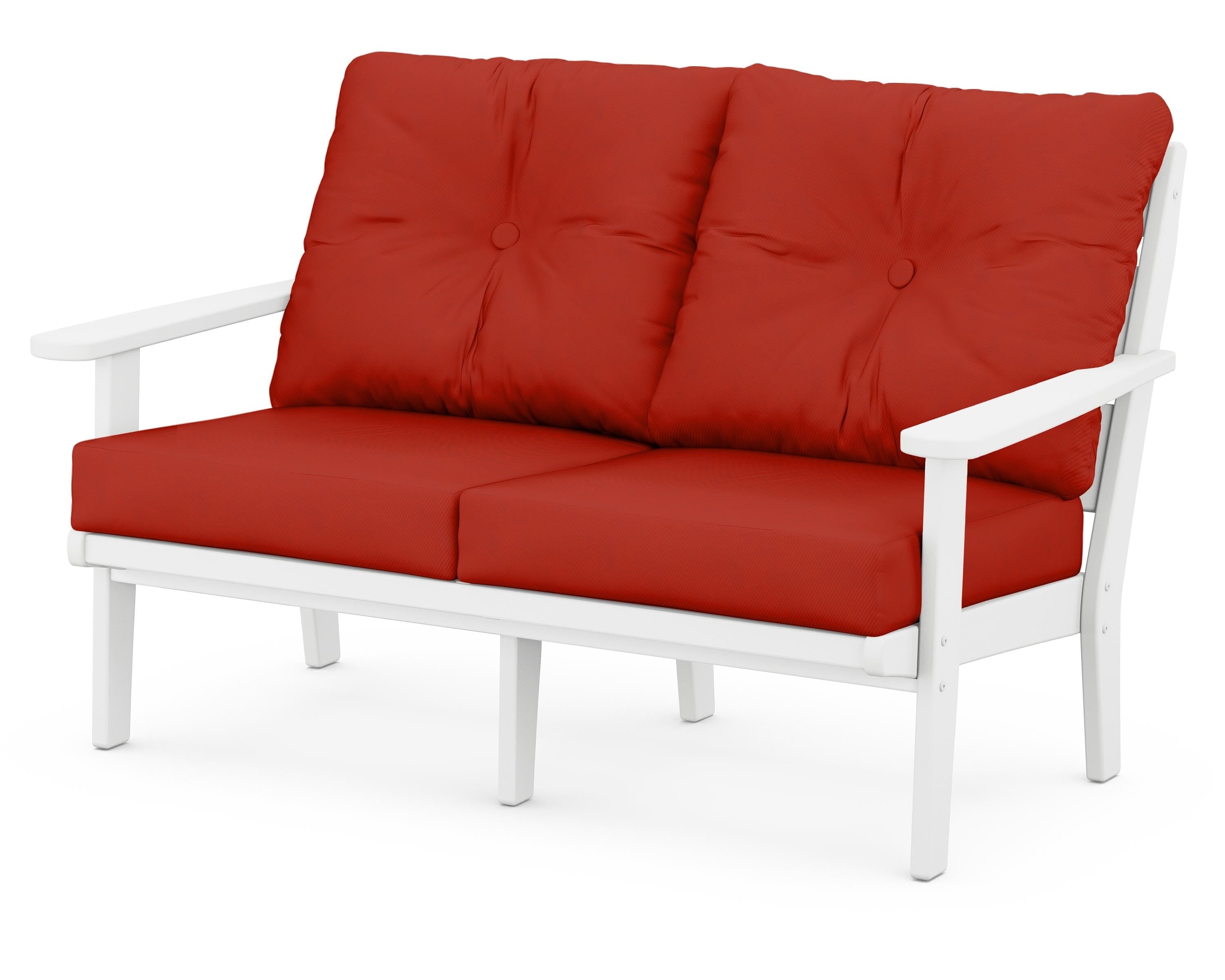 POLYWOOD® Lakeside Deep Seating Loveseat in White / Canvas Jockey Red