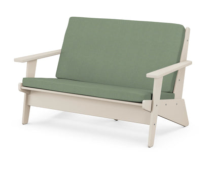 POLYWOOD® Riviera Modern Lounge Loveseat in Sand / Exhale Rainwashed