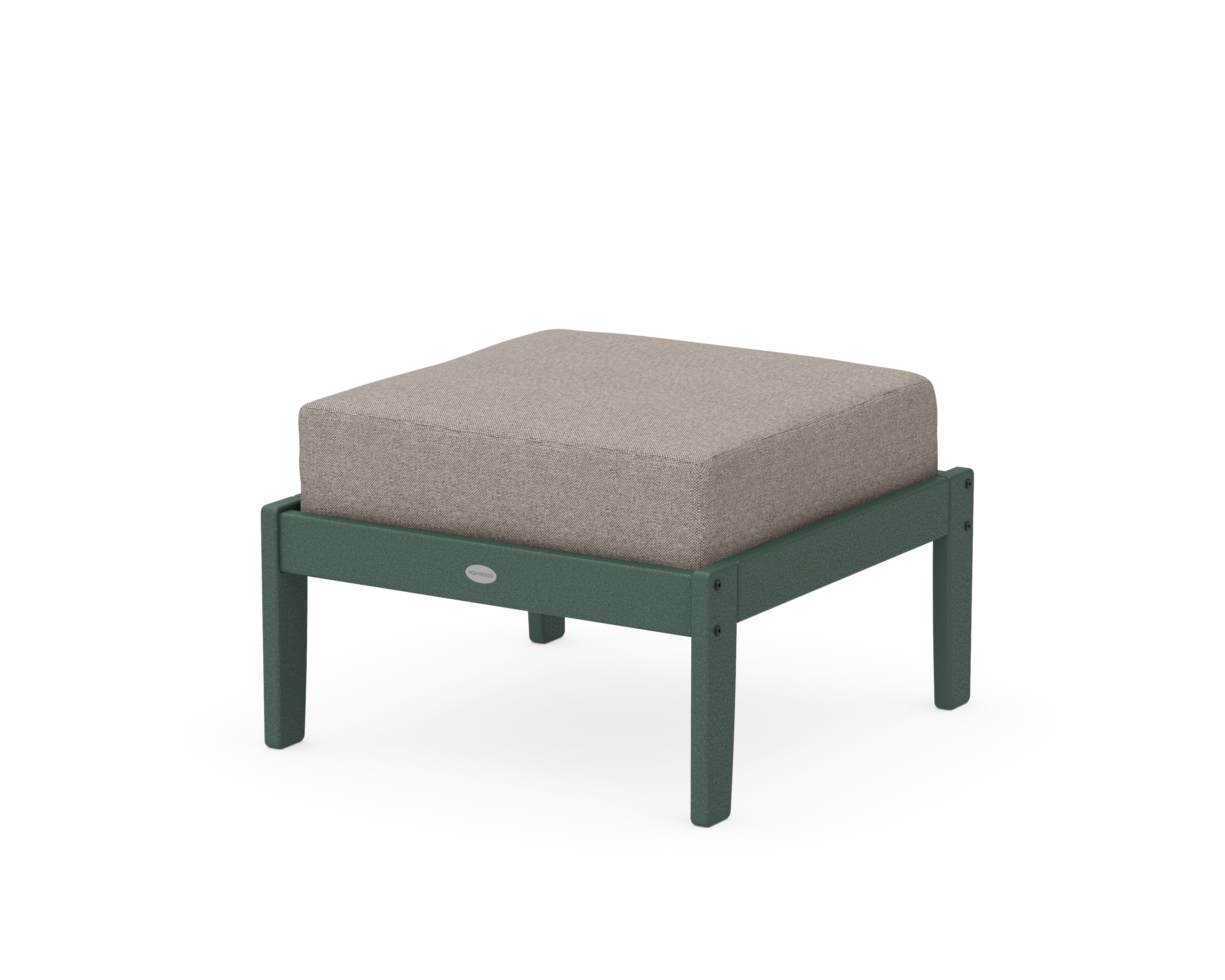 POLYWOOD® Braxton Deep Seating Ottoman in Green / Weathered Tweed