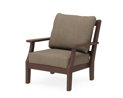 Martha Stewart by POLYWOOD® Chinoiserie Deep Seating Chair in Mahogany / Spiced Burlap