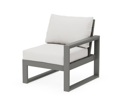 POLYWOOD® EDGE Modular Right Arm Chair in Slate Grey / Natural Linen
