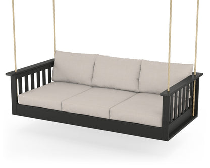 POLYWOOD® Vineyard Daybed Swing in Black / Nuance Cloud