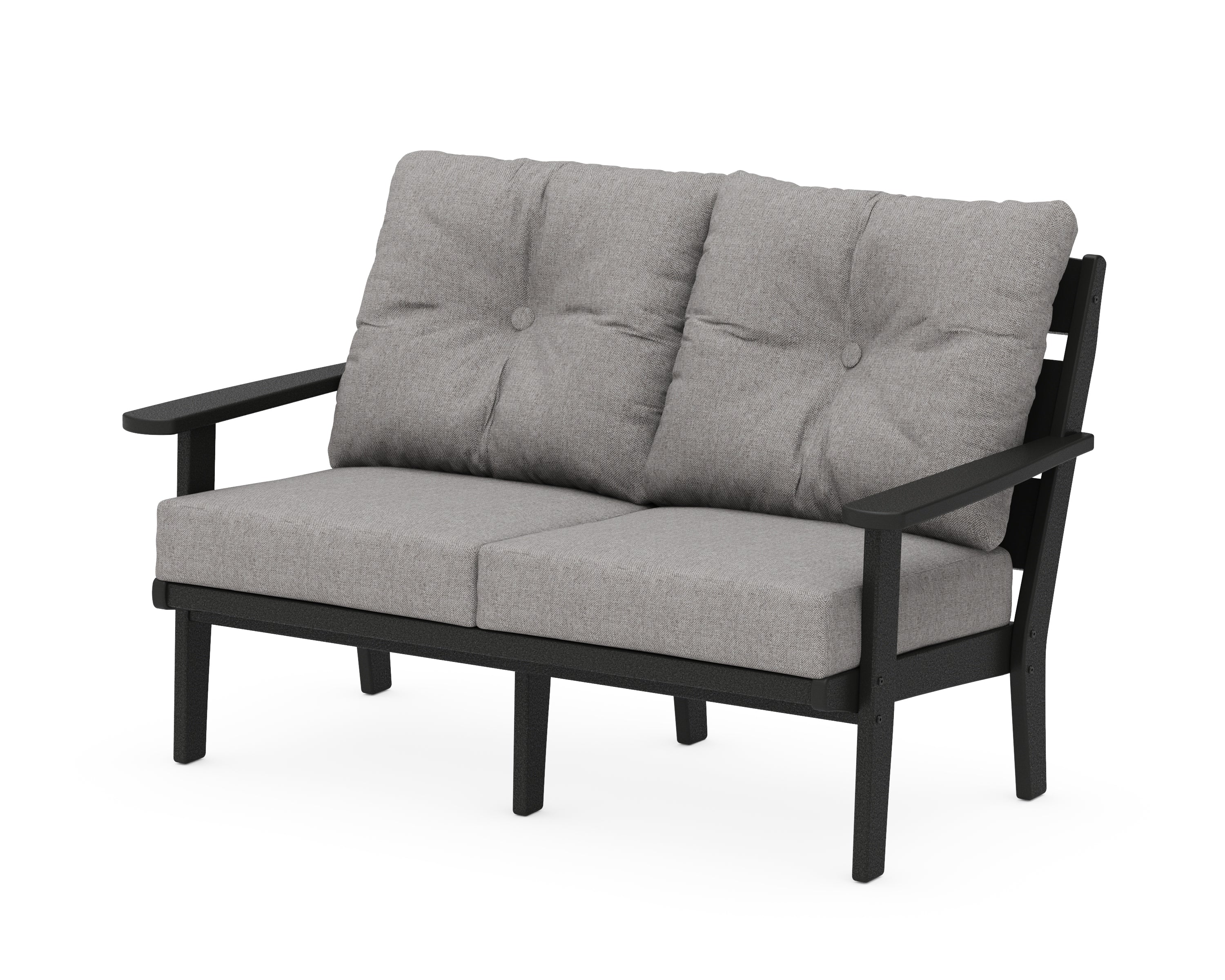 POLYWOOD® Lakeside Deep Seating Loveseat in Black / Grey Mist