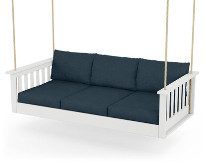 POLYWOOD® Vineyard Daybed Swing in White / Platform Indigo