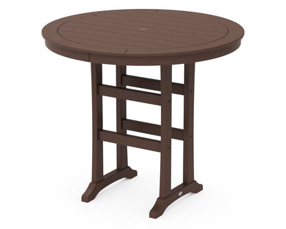 POLYWOOD® Nautical Trestle 48" Round Bar Table in Mahogany