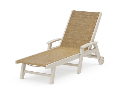 POLYWOOD® Coastal Chaise with Wheels in Sand / Burlap Sling