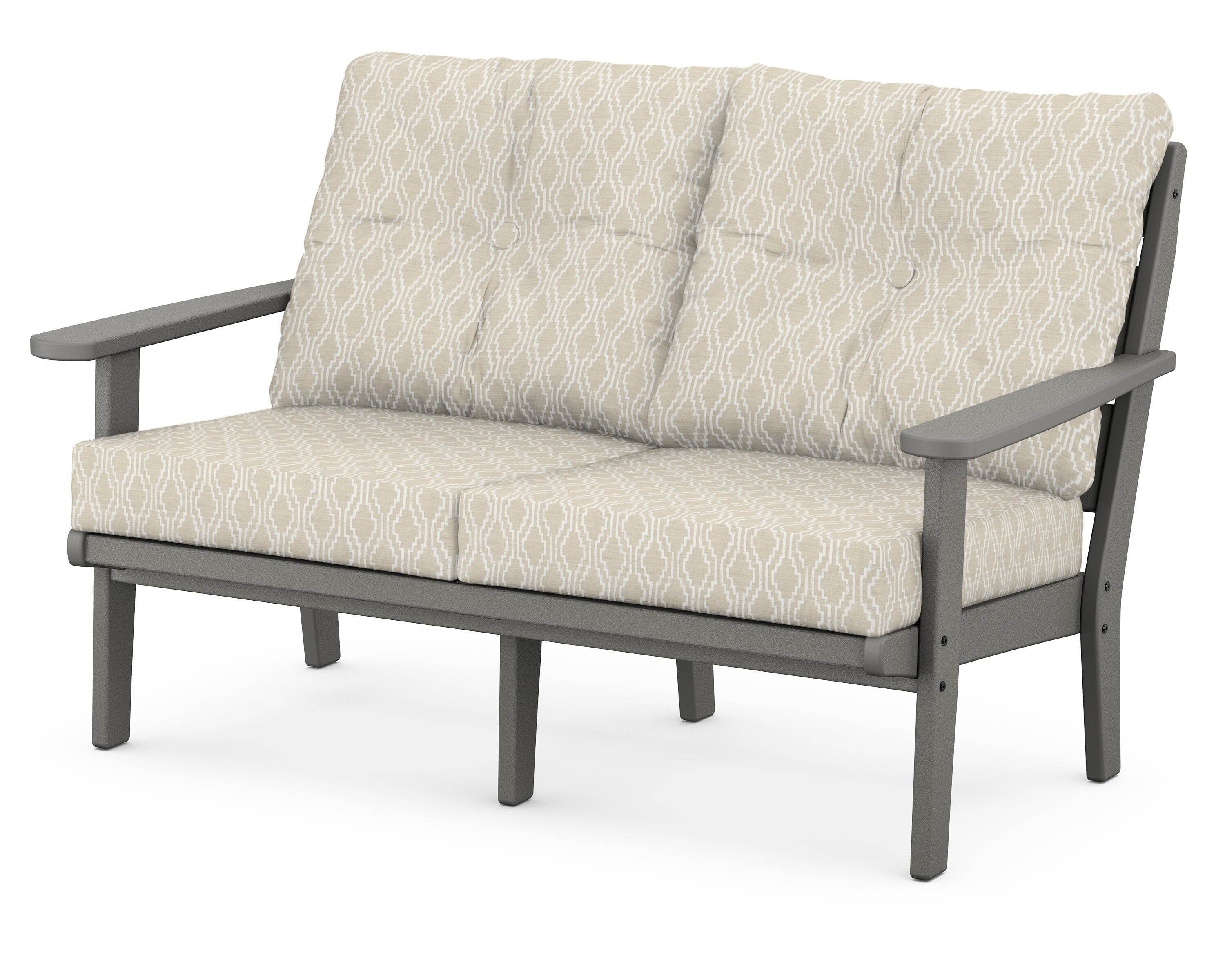 POLYWOOD® Lakeside Deep Seating Loveseat in Slate Grey / Solve Linen