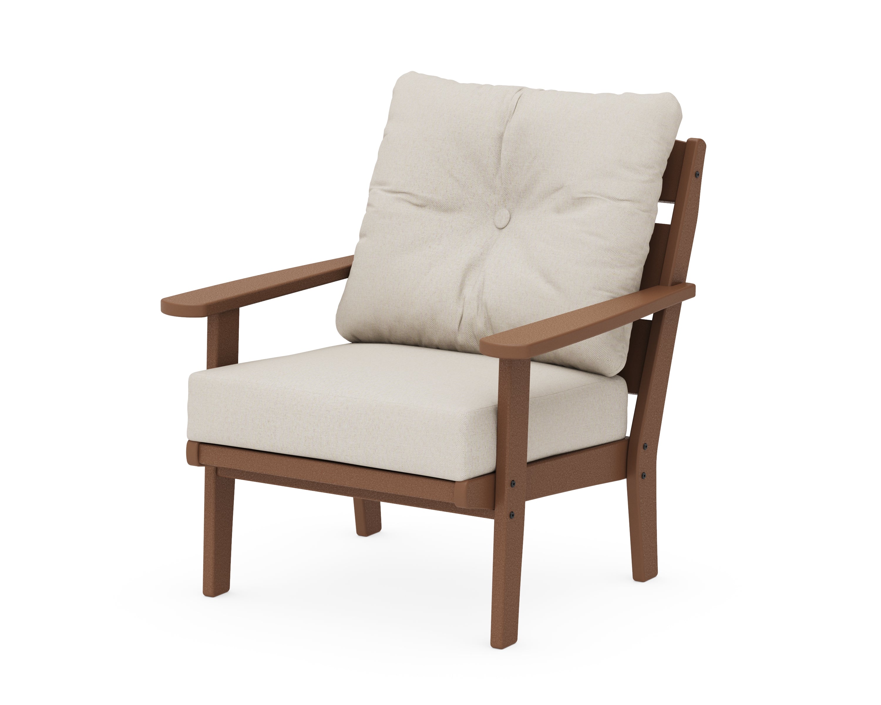POLYWOOD® Lakeside Deep Seating Chair in Teak / Dune Burlap